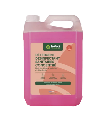 Désinfectant DDS pour sanitaires, parfum Bruyère - Bidon de 5 litres - LE VRAI PROFESSIONNEL