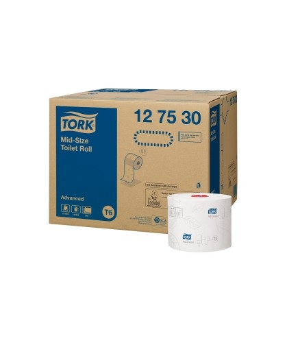 Papier WC T6 tork mid-size, 2 plis, 100 mètres x 9,9 cm, 27 rouleaux - TORK