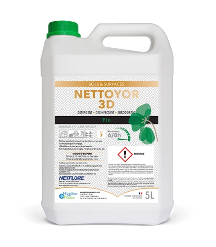 Détergent désinfectant surodorant Nettoyor 3D Netflore, Pin, 5 litres - HYGIENE ET NATURE
