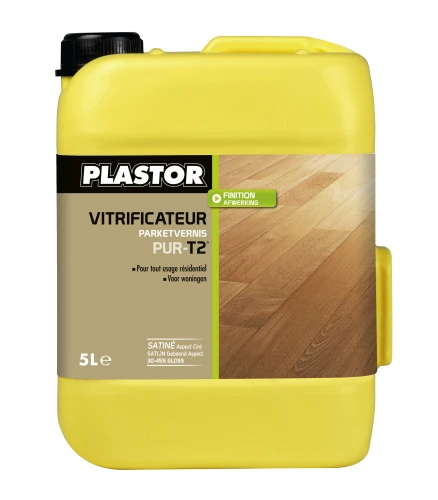 Vitrificateur parquet Pur-T2 gloss 30-45 satiné, 5 litres - PLASTOR
