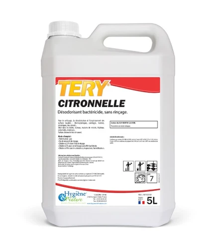 Désodorisant bactéricide Tery, Citronnelle, 5 litres - HYGIENE ET NATURE