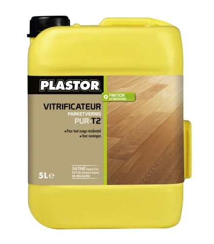 Vitrificateur parquet Pur-T2 gloss 30-45 satiné, 5 litres - PLASTOR