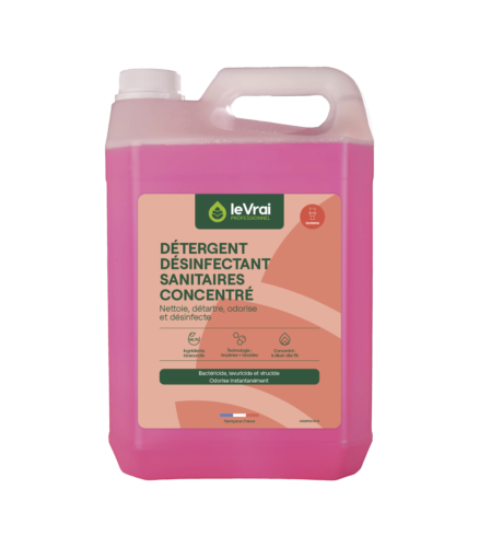 Désinfectant DDS pour sanitaires, parfum Bruyère - Bidon de 5 litres - LE VRAI PROFESSIONNEL
