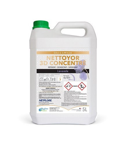 Détergent désinfectant surodorant Nettoyor 3D Netflore, Lavande, 5 litres - HYGIENE ET NATURE