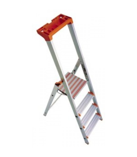 Escabeau en aluminium orange, 4 marches, NF