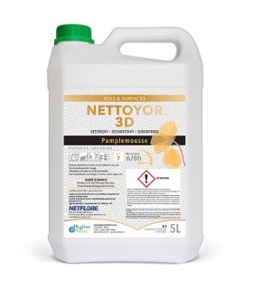 Détergent désinfectant surodorant Nettoyor 3D Netflore, Pamplemousse, 5 litres - HYGIENE ET NATURE