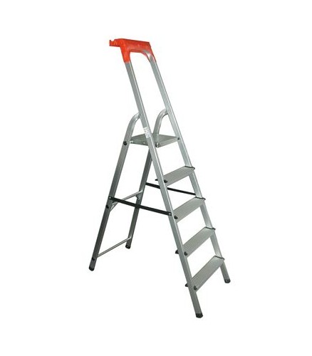 Escabeau en aluminium orange, 5 marches, NF