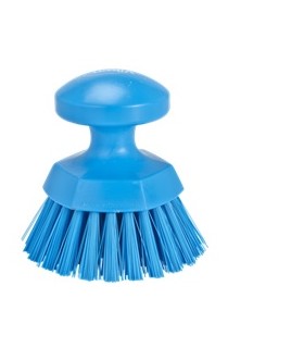 Brosse ronde soleil vaisselle, diamètre 110 mm, fibres dures, bleu - VIKAN