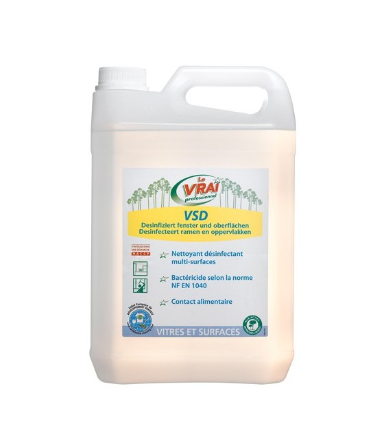 Désinfectant VSD pour vitres et surfaces - Bidon de 5 litres - LE VRAI PROFESSIONNEL
