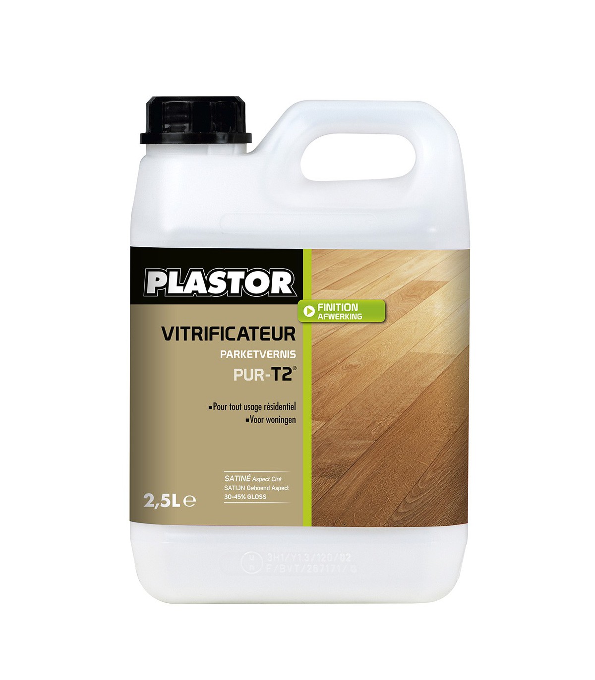 Vitrificateur parquet Pur-T2 gloss 30-45 satiné - 2,5 litres - PLASTOR
