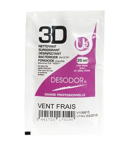 Détergent, désinfectant, odorisant 3D Vent frais, 250 doses - DESODOR